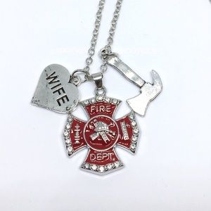 Fire Wife Maltese Cross Firefighter Necklace New